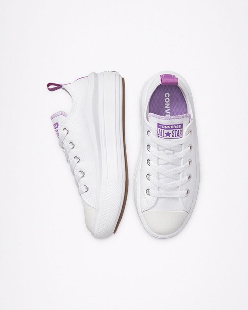 Dívčí Boty Na Platformy Converse Chuck Taylor All Star Move Nízké Bílé Fialové Bílé | CZ HGET03